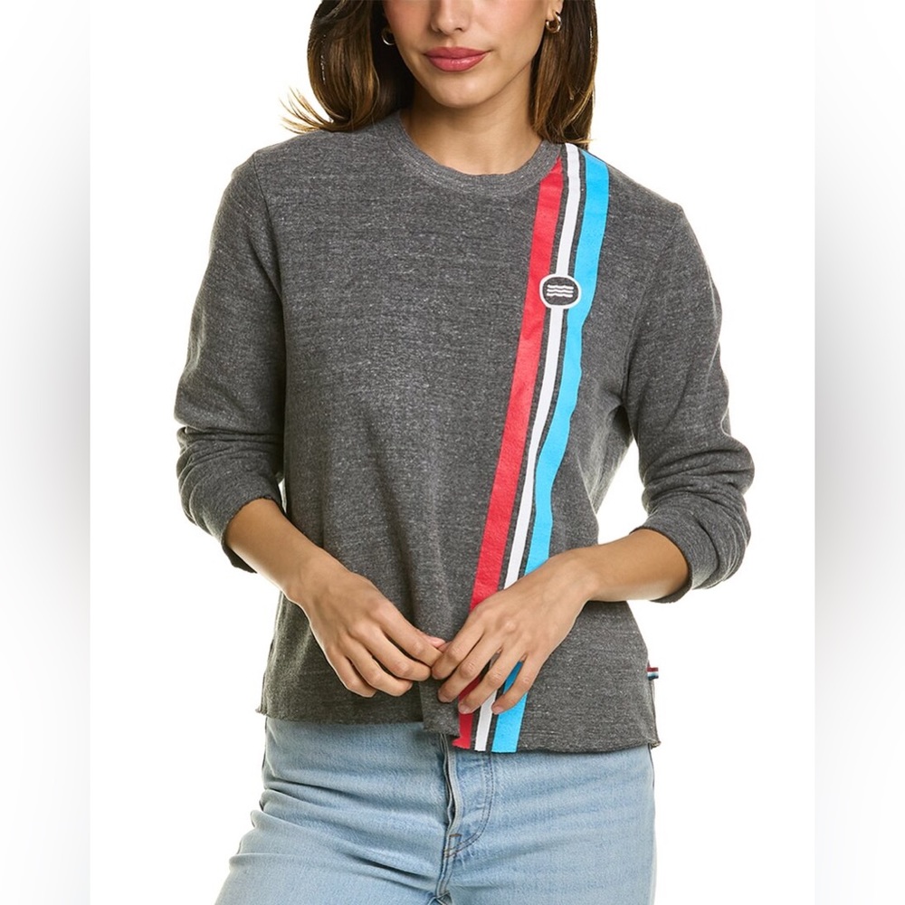 Sol Angeles M Sol Striped grey crop crewneck